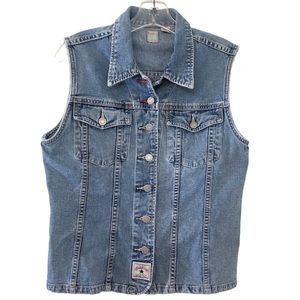 Vintage Pepe Jeans Blue Denim Button Down Sleeveless Cotton Vest Sz M